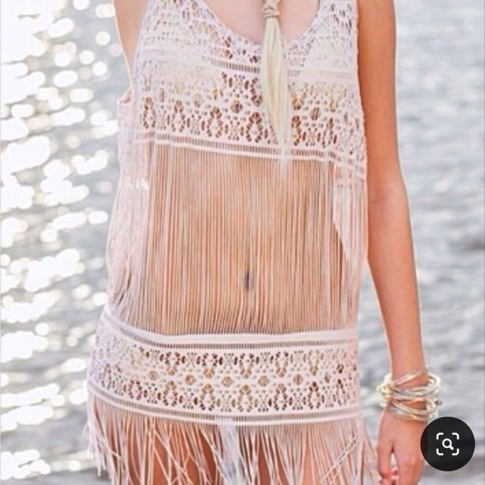 BETTINIS | off white fringe cover up, size small